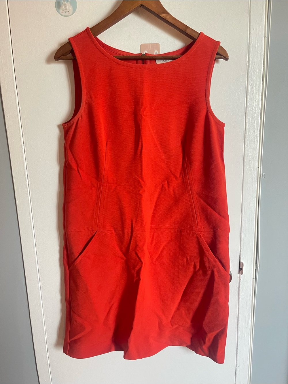 LOFT Sleeveless Mini Sheath Red Dress Size 8 With Pockets